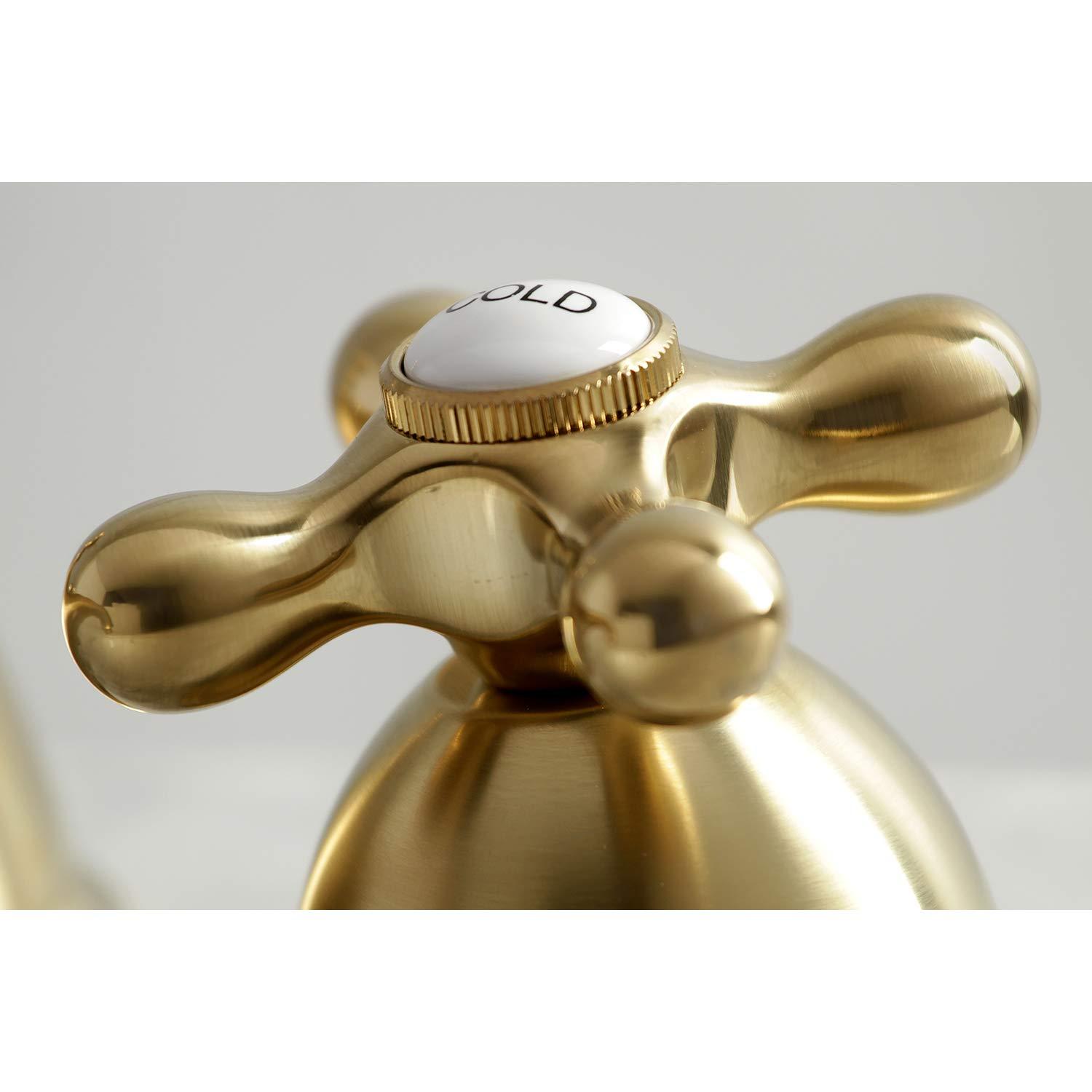 Kingston Brass Kingston Brass Duchess Two-Handle 3-Hole Deck Mount Widespread Bathroom Faucet with Brass Pop-Up Drain KS3967AX