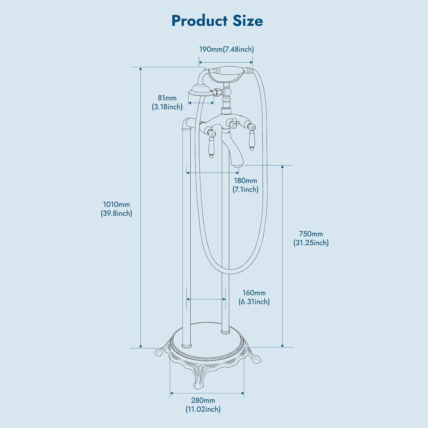 Oil Rubbed Bronze Freestanding Bathtub Faucet with Handheld Shower