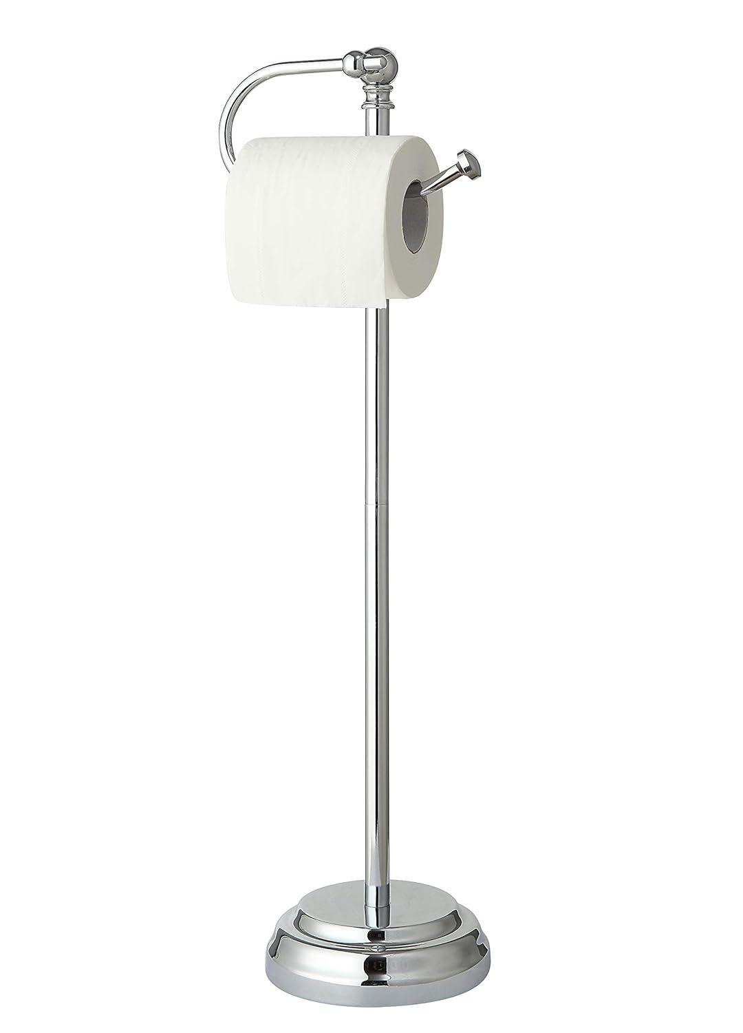 SunnyPoint Bathroom Free Standing Toilet Paper Roll Holder Stand WF-HLS-KD-02CH