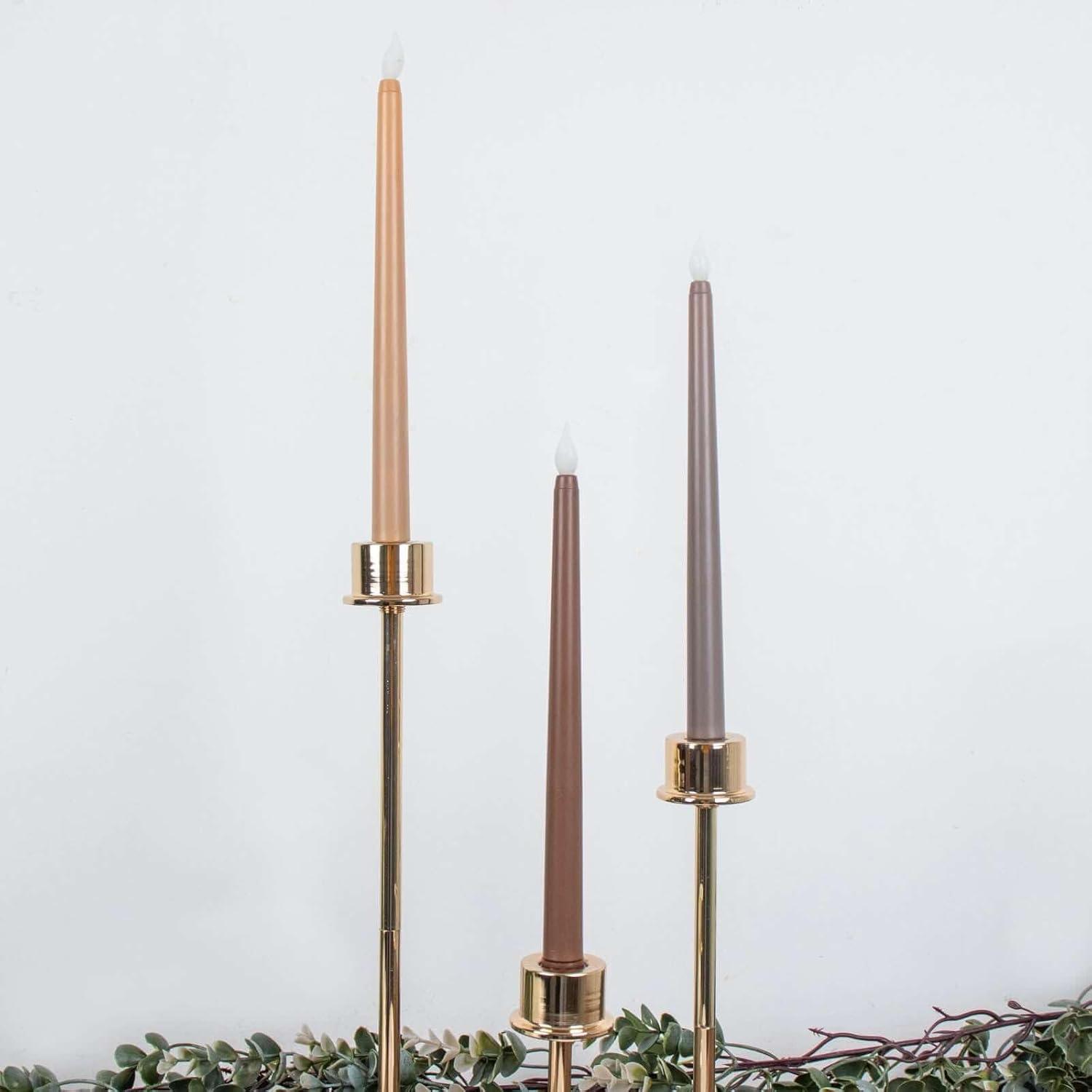 Efavormart Set of 3 | 11" Mixed Natural Warm Flickering Flameless LED Taper Candles