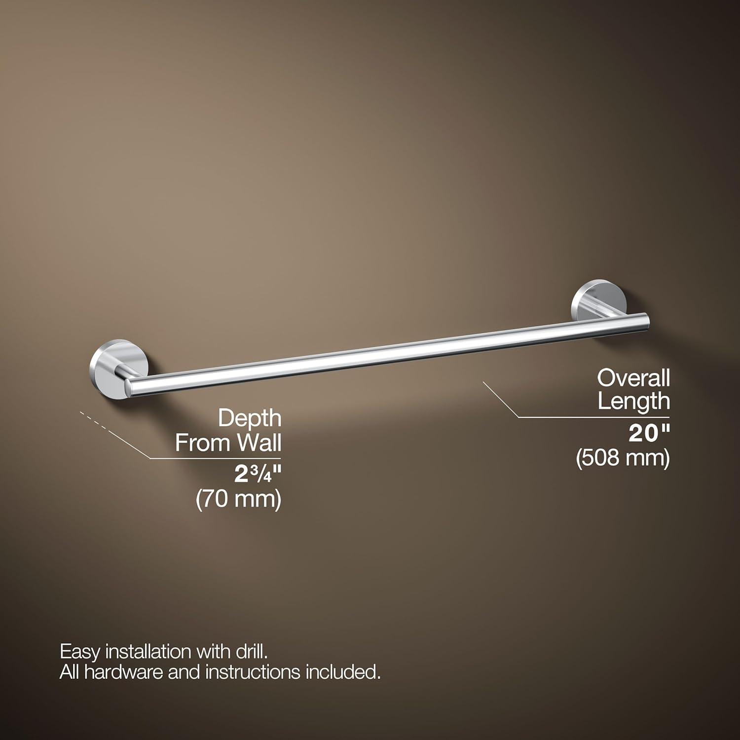 Elate Wall Mounted Round Towel Bar, Metal Wall-Mounted Towel Holder