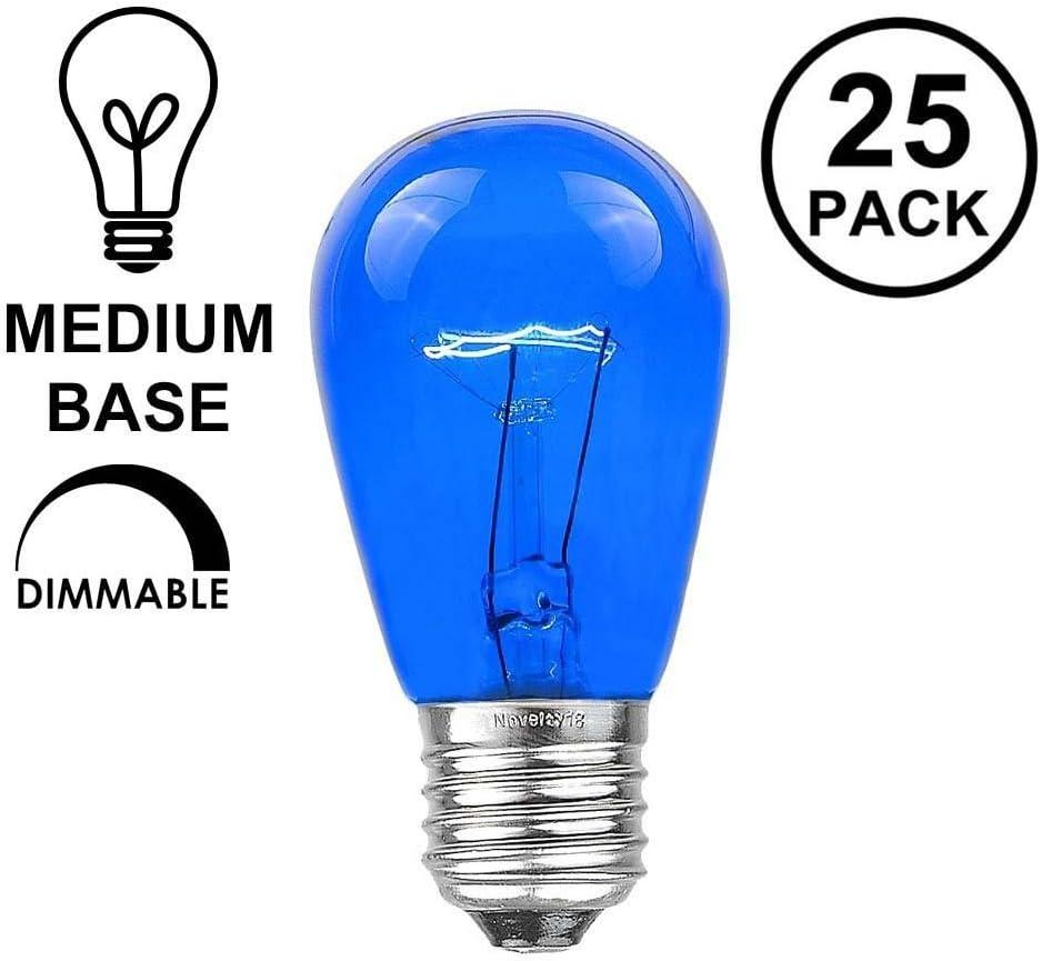 Novelty Lights Blue S14 Edison Hanging Outdoor String Light Replacement Bulbs E26 medium Base 11 Watt