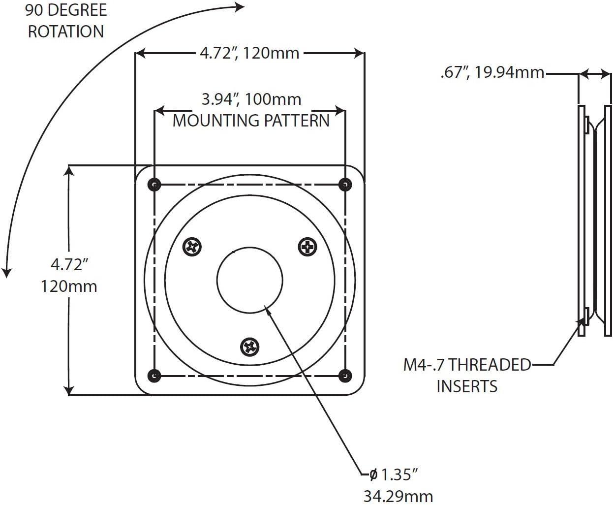 Black Steel VESA Swivel Plate Wall Mount