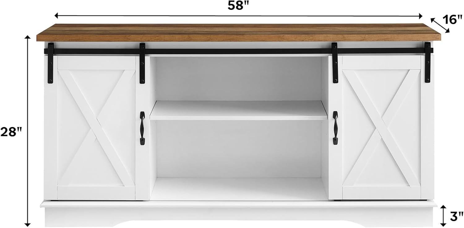 WE Furniture 58" Modern Farmhouse Wood TV Stand - Stone Grey