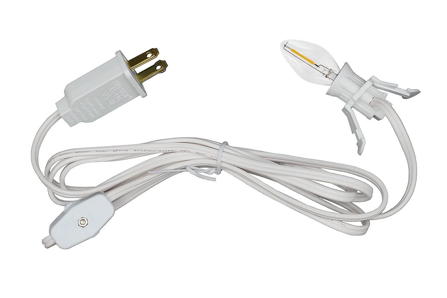 Creative Hobbies Single Light Replacement Clip in Lamp Cord for Christmas Village House Includes LED Light Bulb | 2 Pack