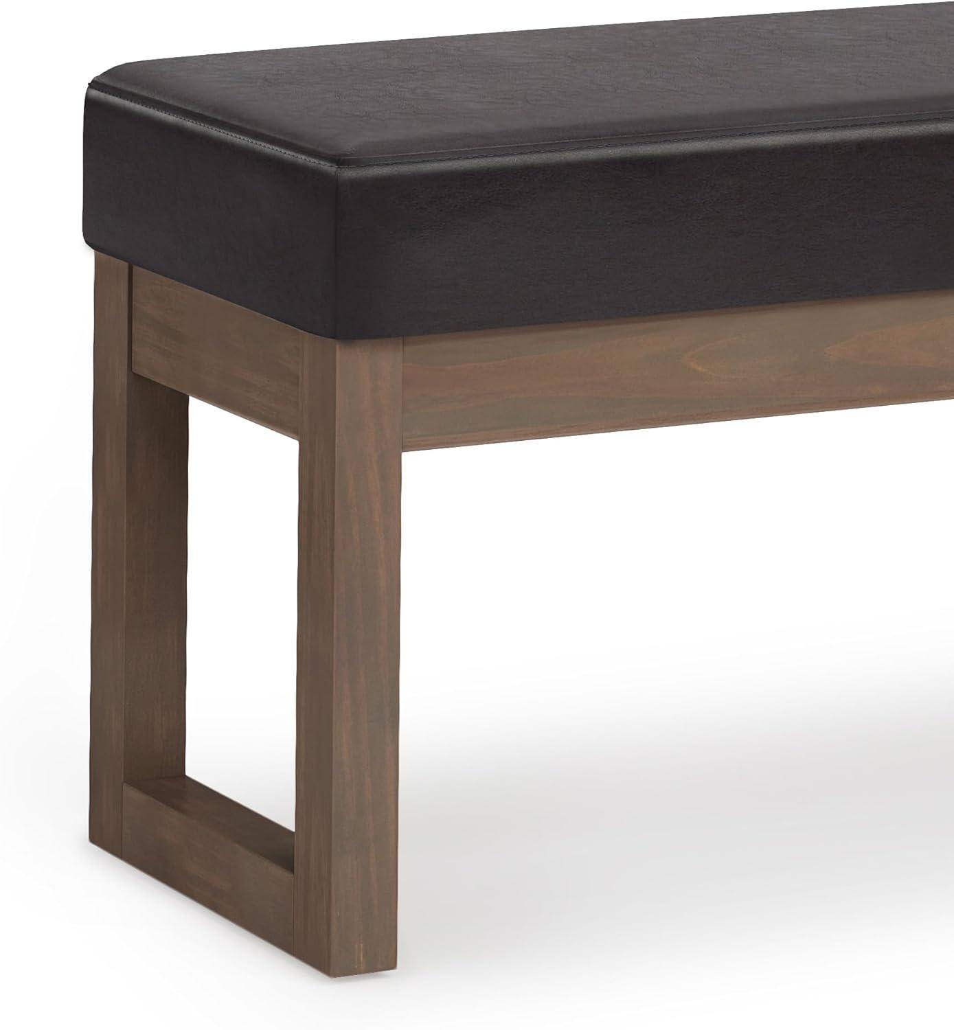 Simpli Home Milltown Ottoman Bench with Upholstered Seat and Solid Wood Frame