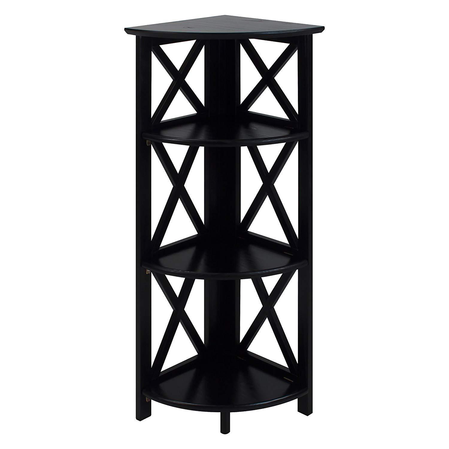 Casual Home Montego 3 Shelf Corner Folding Bookcase with Mantel Top