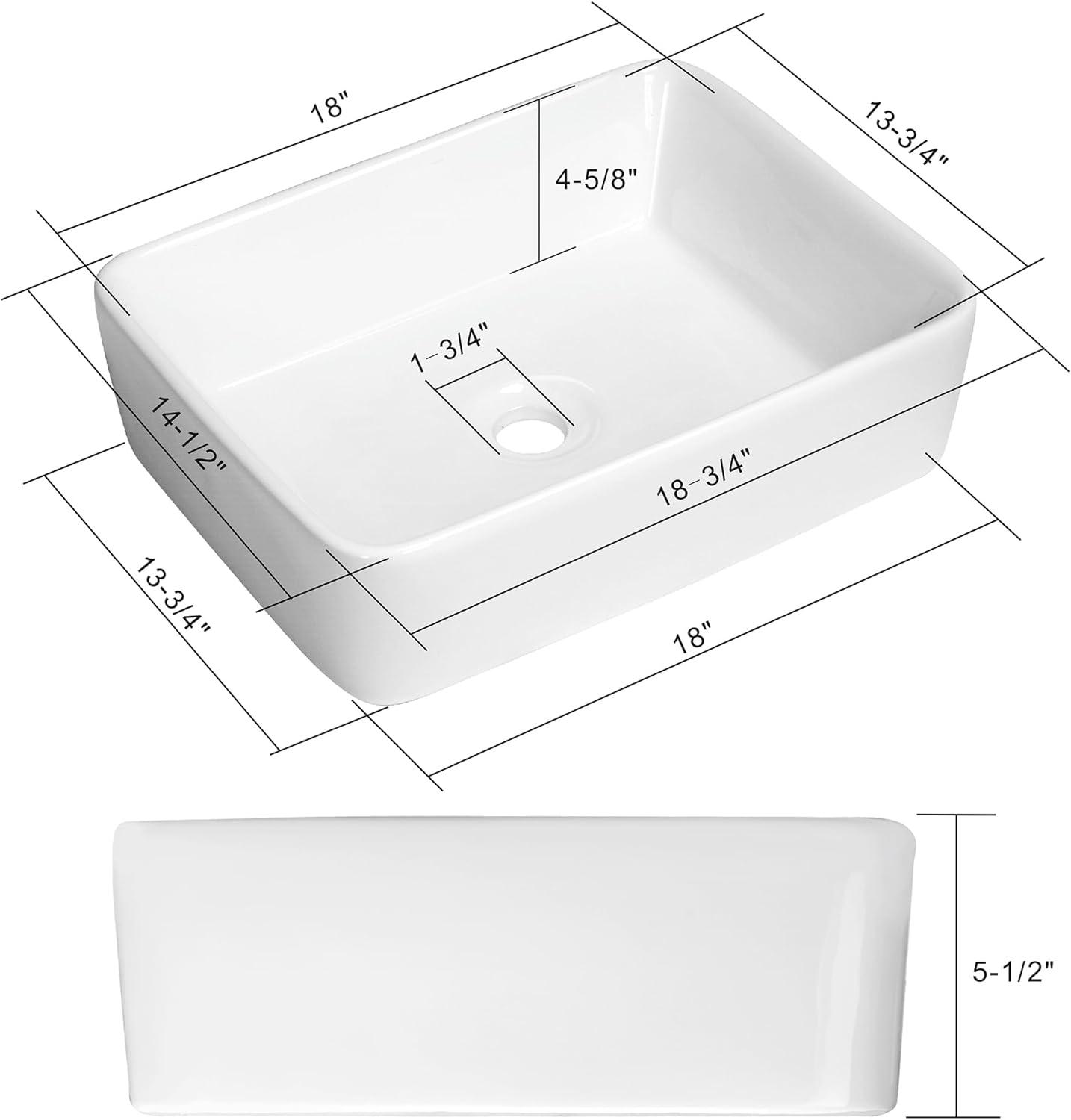 Miligore 15'' White Ceramic Rectangular Bathroom Sink