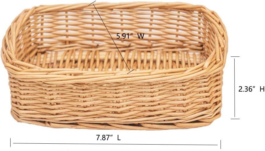 Natural Wicker Rectangular Storage Baskets with Wood Handles, Set of 3