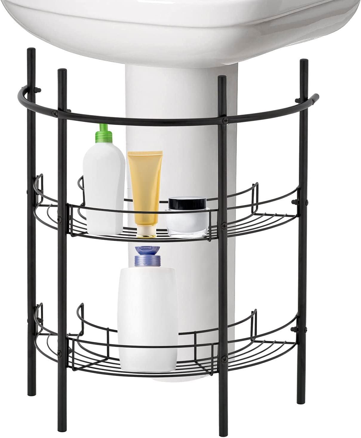 MyGift Bathroom Chrome Metal Under Sink Organizer