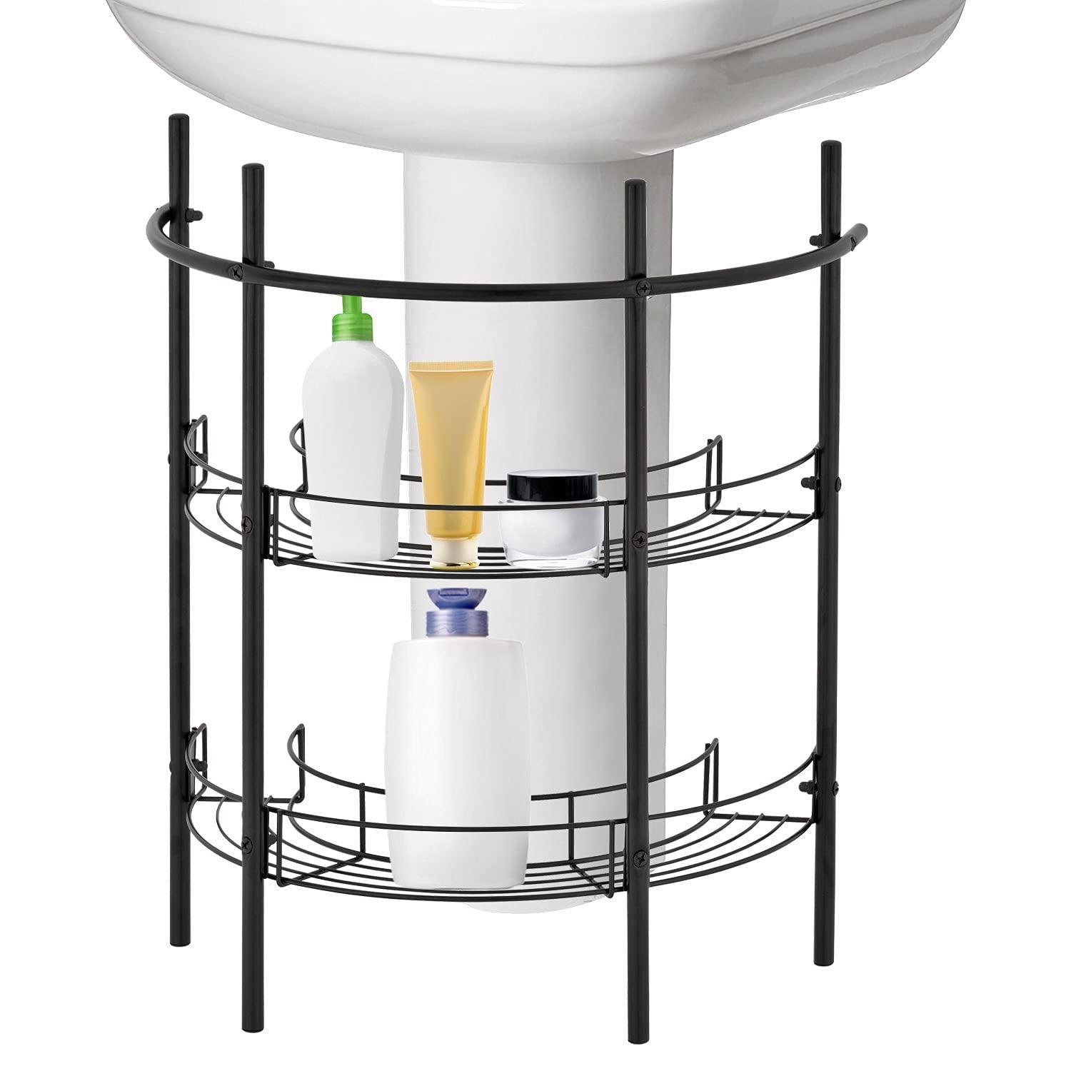 MyGift Bathroom Chrome Metal Under Sink Organizer