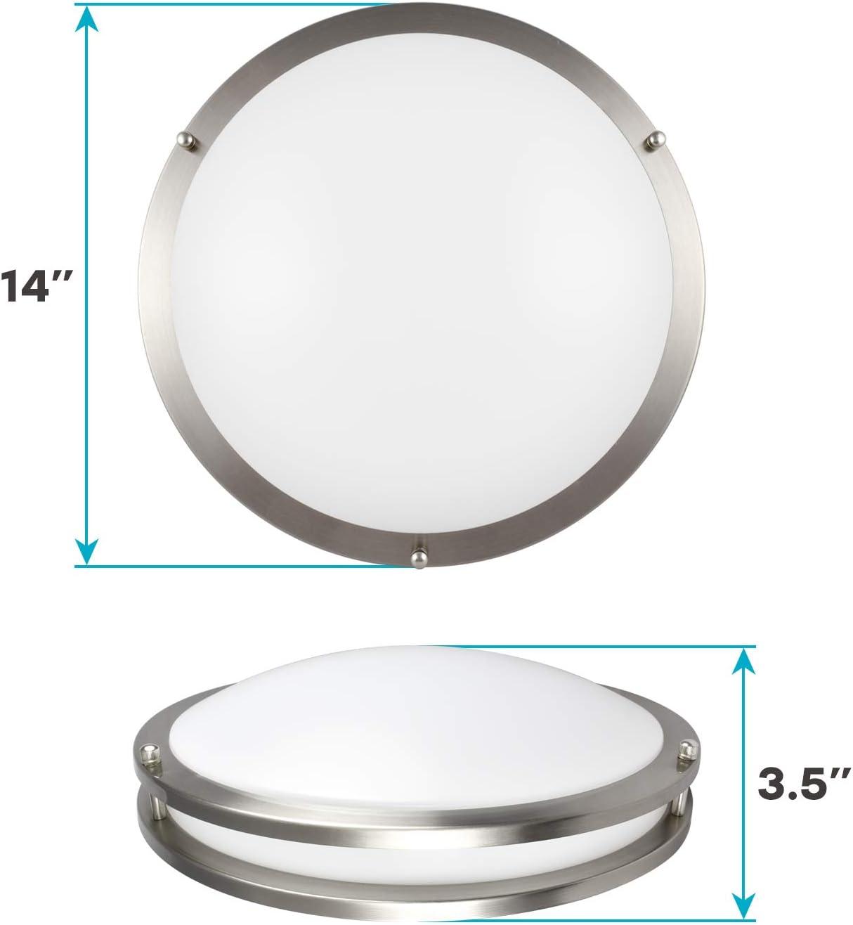 Luxrite 14 Inch LED Flush Mount Ceiling Light, Color Temperature Selectable 2700K / 3000K / 3500K / 4000K / 5000K