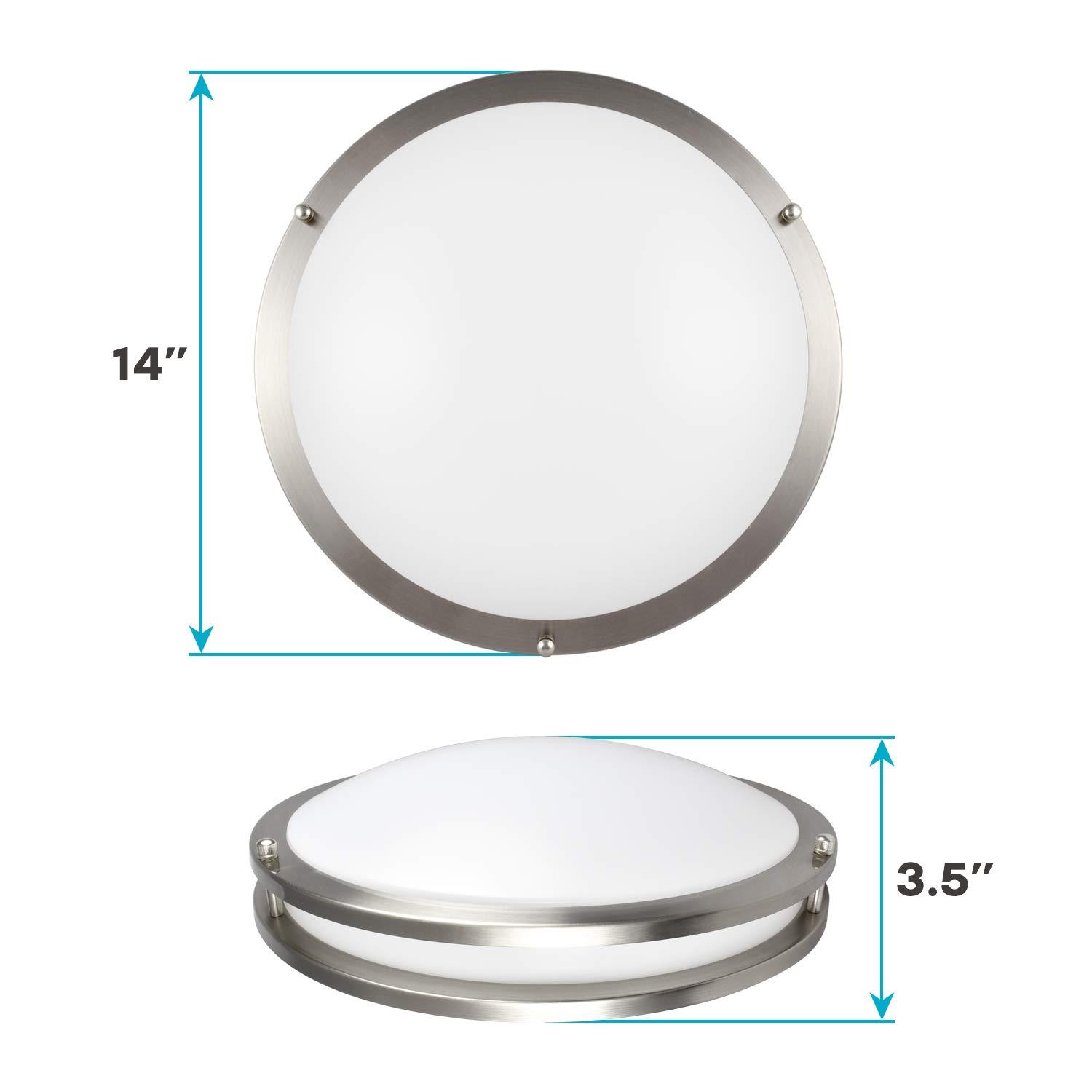 Luxrite 14 Inch LED Flush Mount Ceiling Light, Color Temperature Selectable 2700K / 3000K / 3500K / 4000K / 5000K