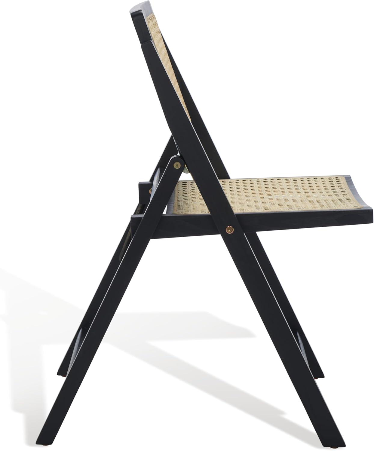 SAFAVIEH Couture Desiree Modern Cane Solid Folding Dining Chair, Black/Natural (Set of 2)