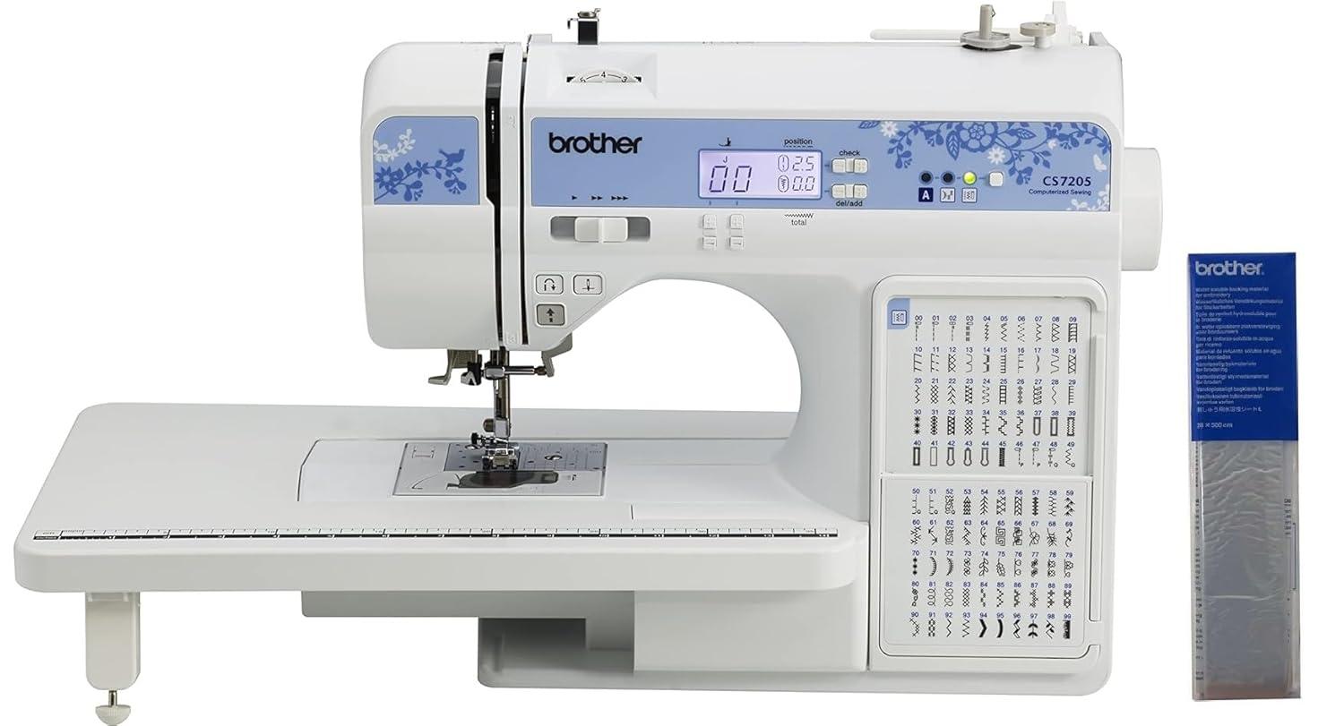 Brother CS7205 150-Stitch Computerized Sewing Machine with Wide Table, Water-Soluble Stabilizer Included