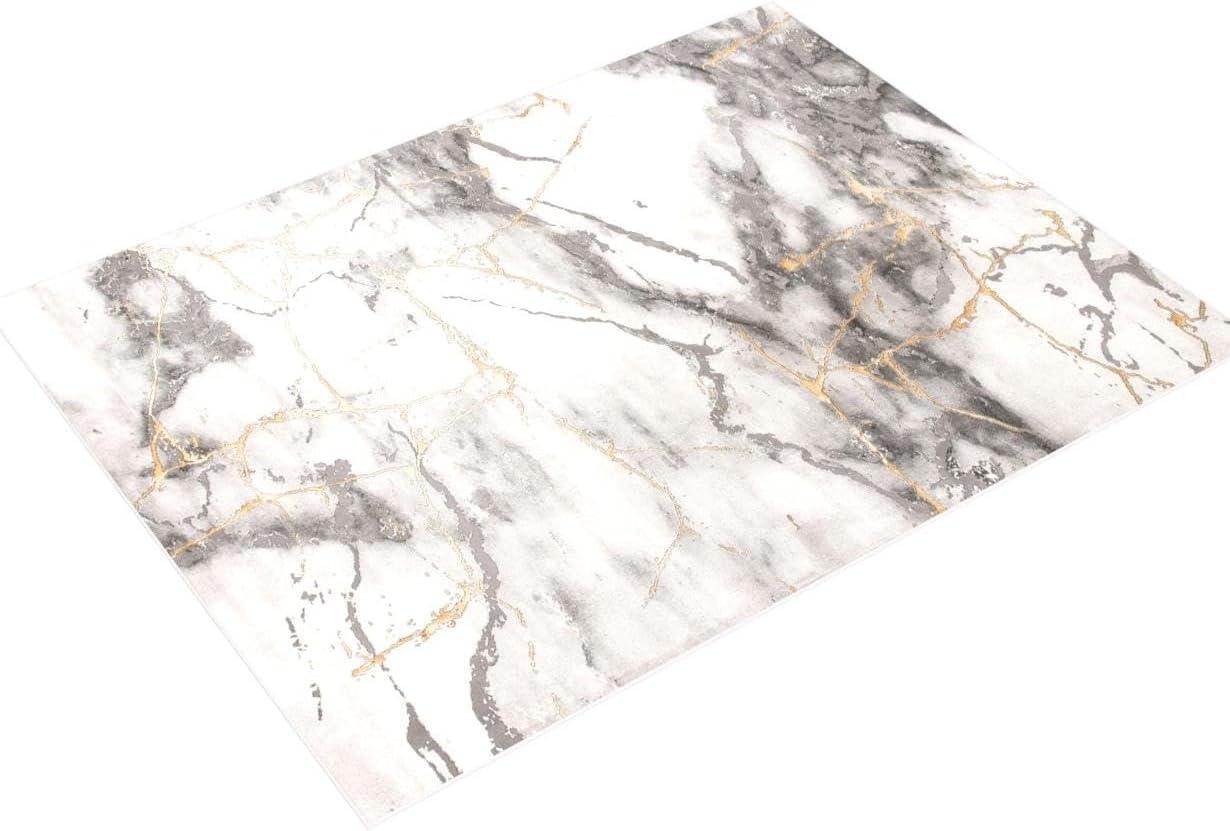 SAFAVIEH Craft Paul Abstract Marble Area Rug, Grey/Gold, 10'6" x 14'