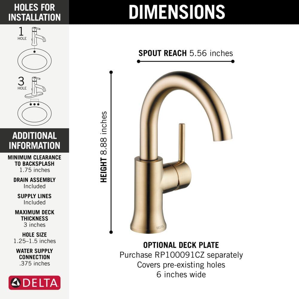 Champagne Bronze High-Arc Single Handle Bathroom Faucet