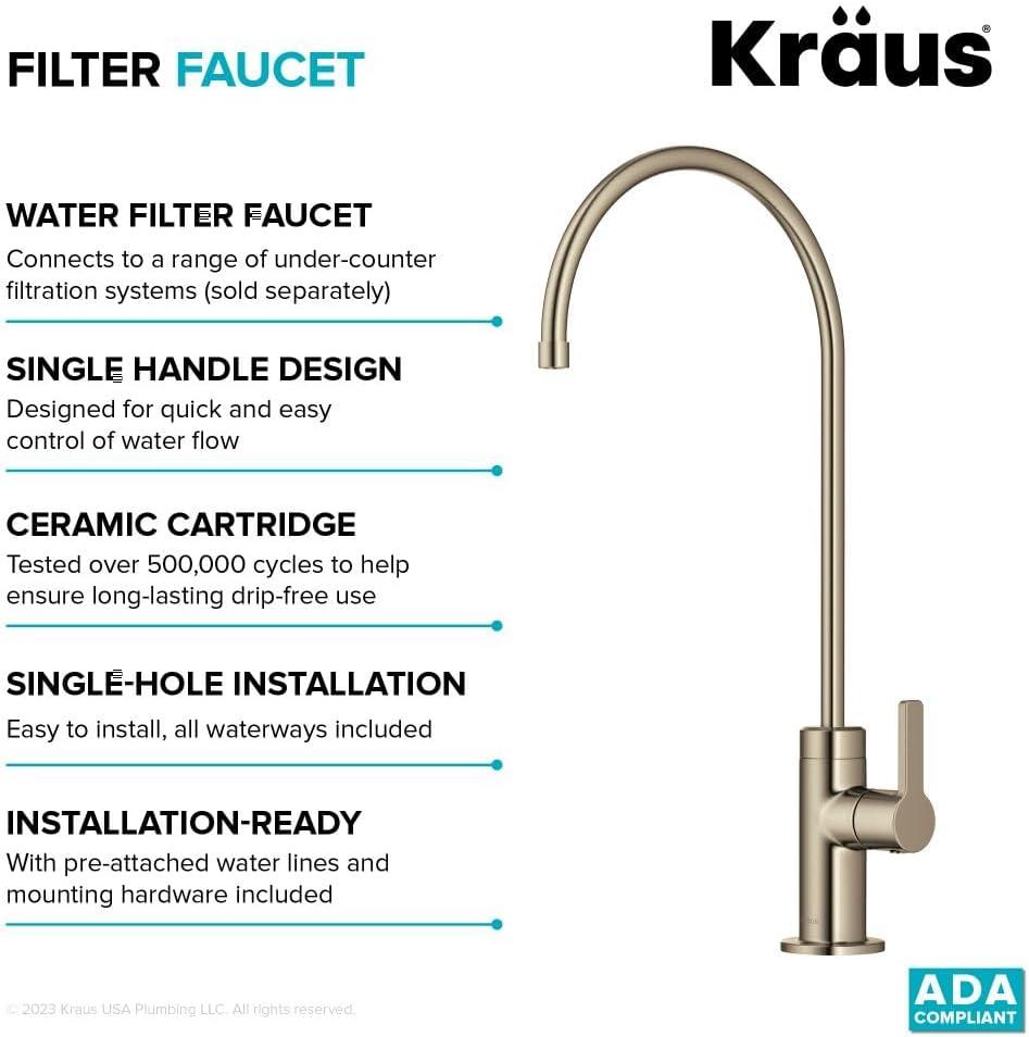 KRAUS Oletto Single Handle Drinking Water Filter Faucet for Reverse Osmosis