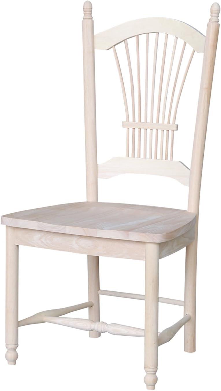 International Concepts Set Of 2 Sheafback Chair Unfinished: Hardwood Frame, Farmhouse Style, 225 lbs Capacity