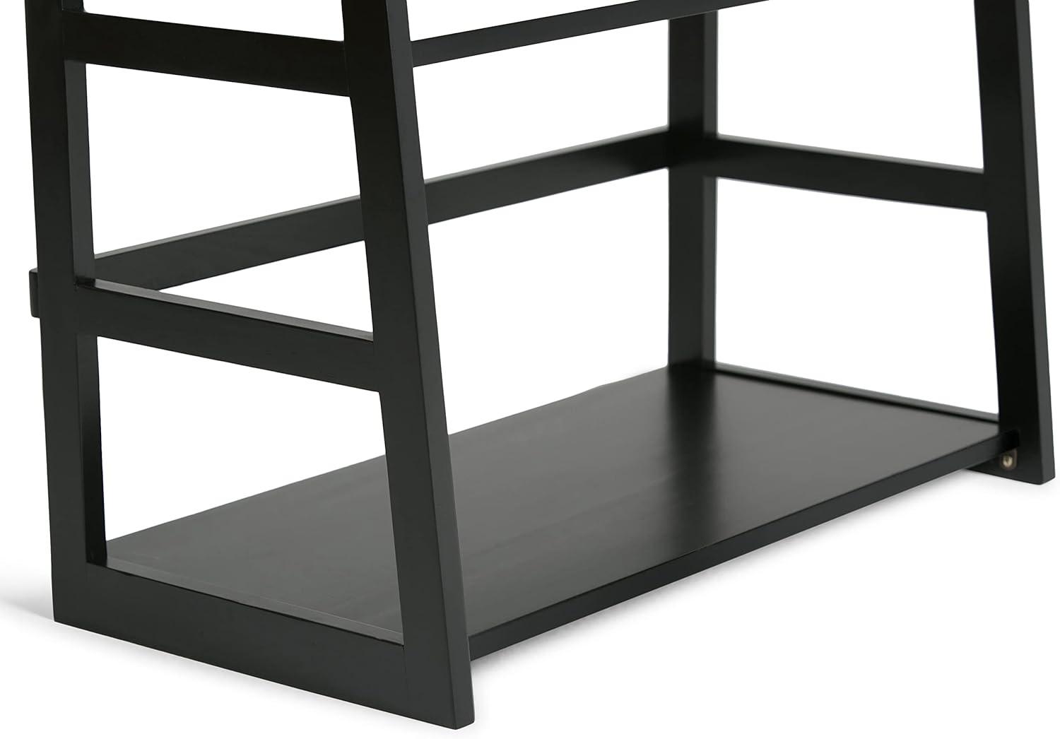 Acadian Solid Wood 30" Transitional Black Ladder Shelf