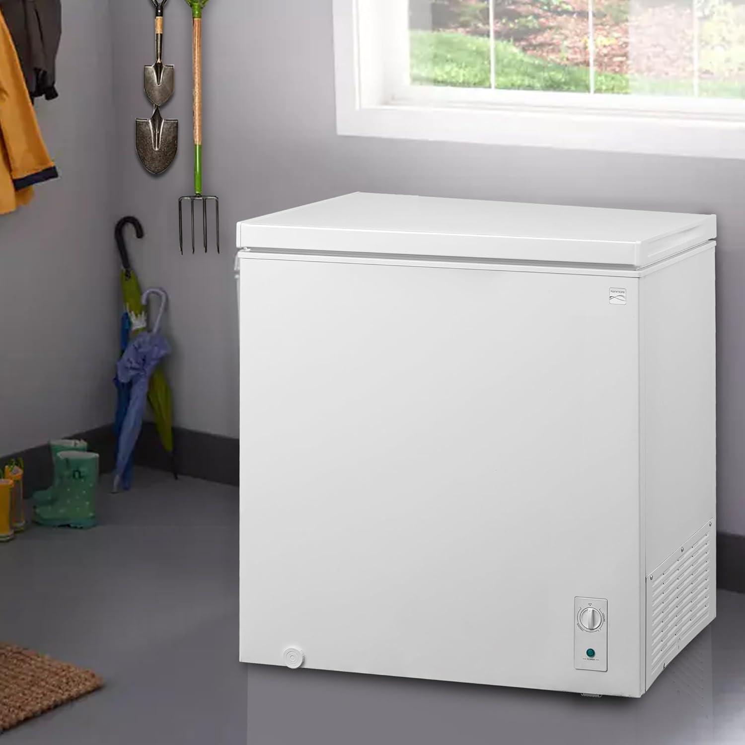 Compact White Convertible Refrigerator/Freezer with Stay-Open Lid
