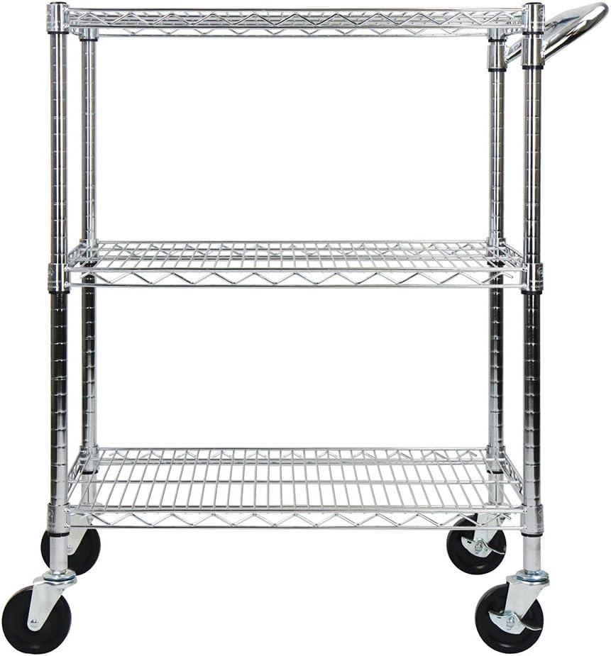 Oceanstar Chrome 3-Tier Adjustable Heavy-Duty Utility Cart