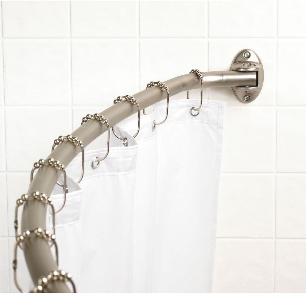 Adjustable Brushed Nickel Curved Shower Rod for 60-72 Inch Openings