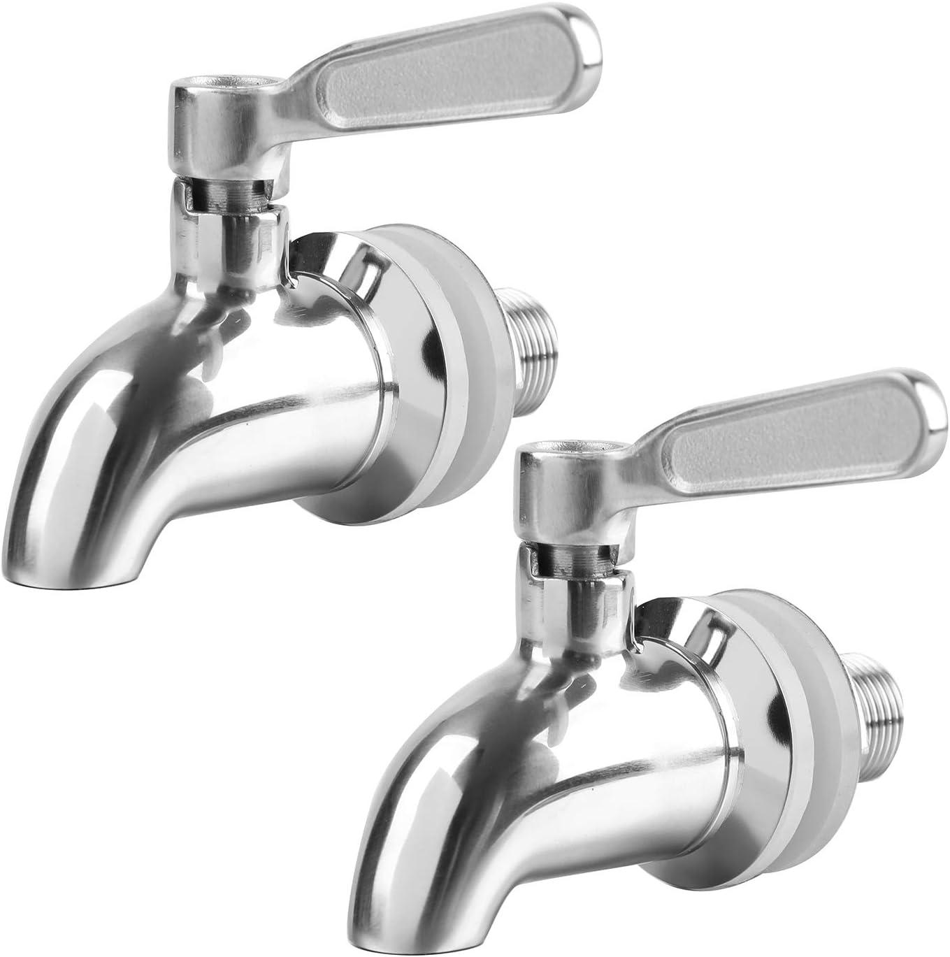 Polished Stainless Steel Beverage Dispenser Replacement Spigot Set