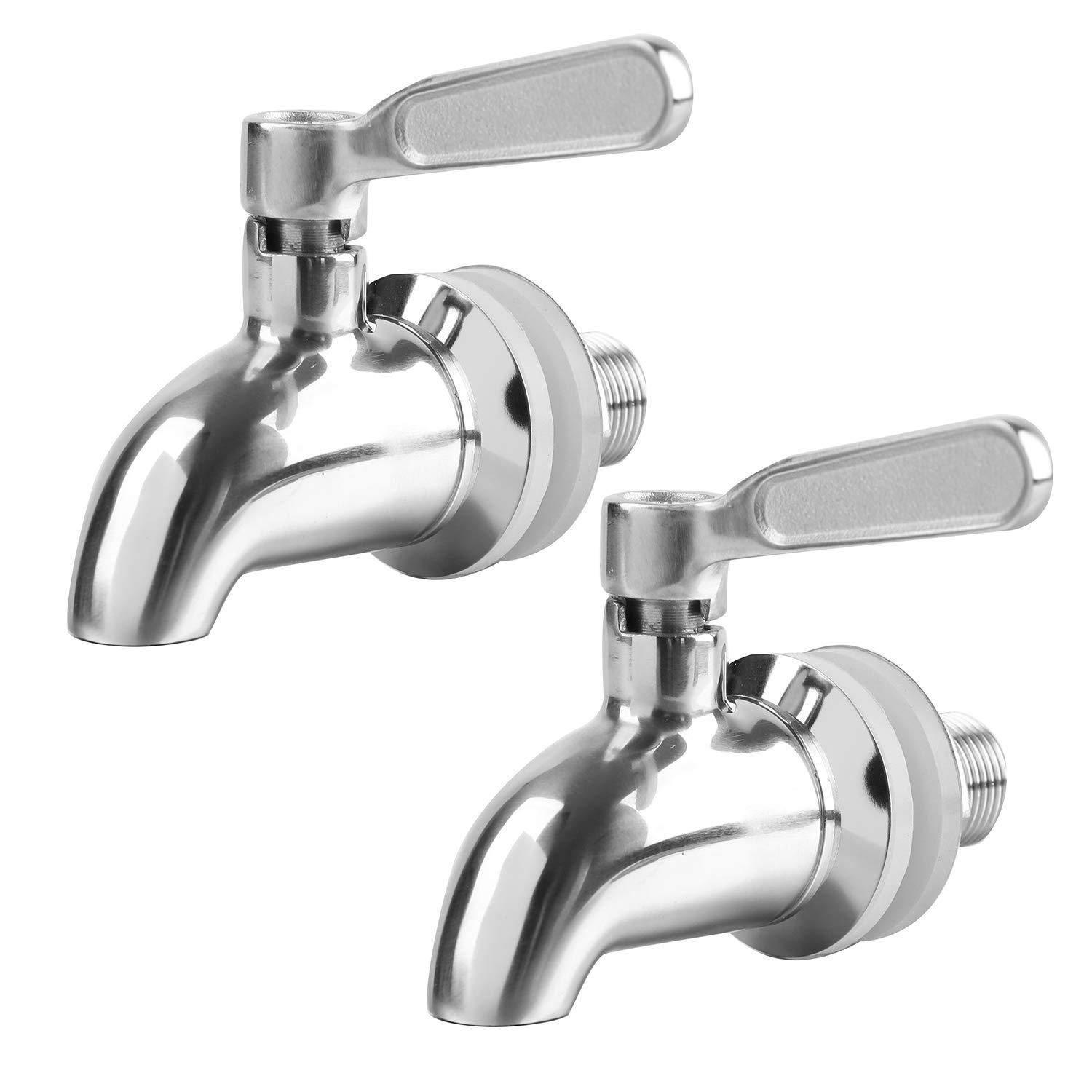 Polished Stainless Steel Beverage Dispenser Replacement Spigot Set