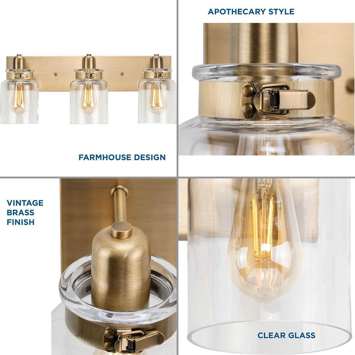 Progress Lighting Calhoun 3-Light Vintage Brass Bath Vanity