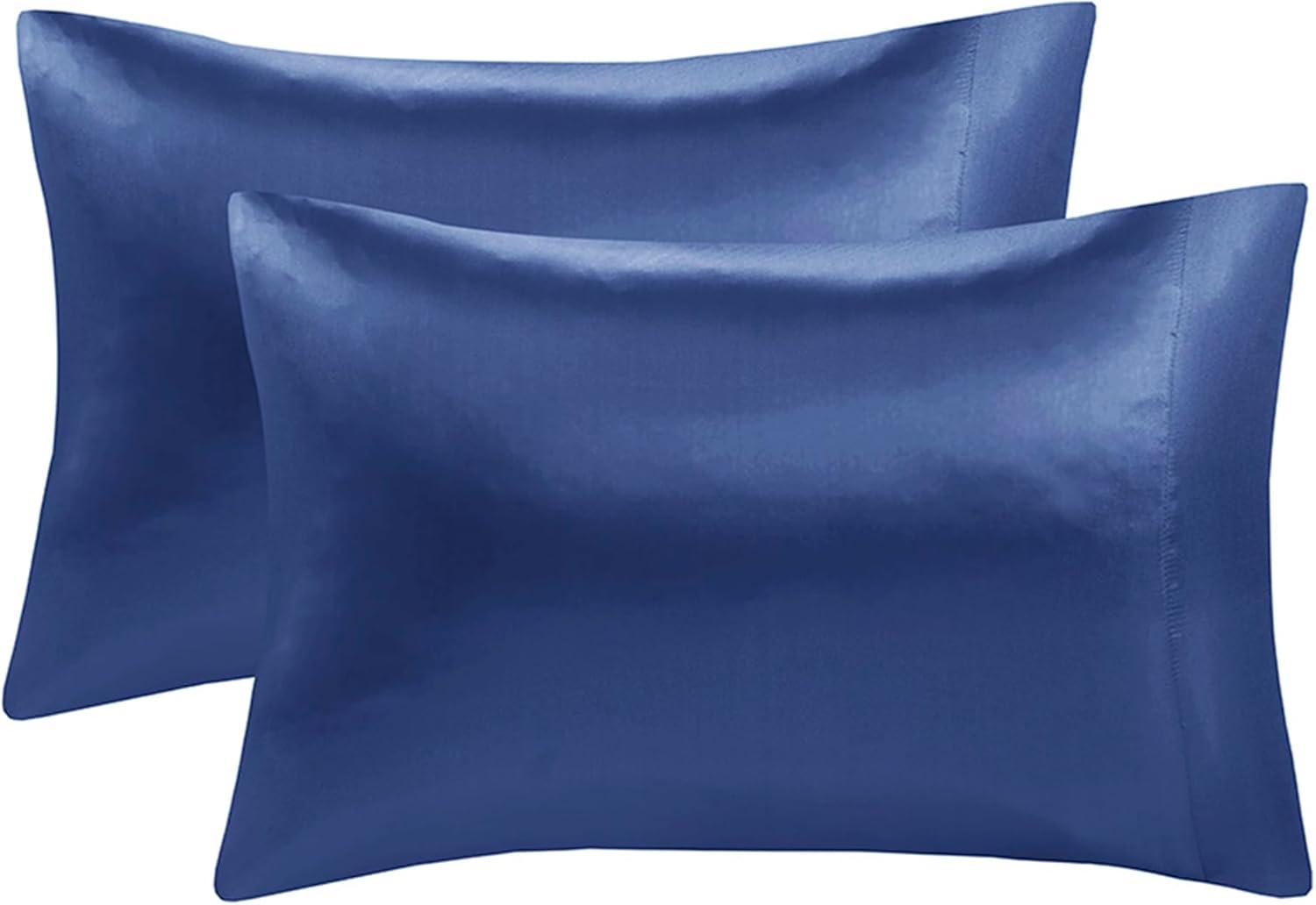 Navy Satin Standard/Queen Pillowcase Set