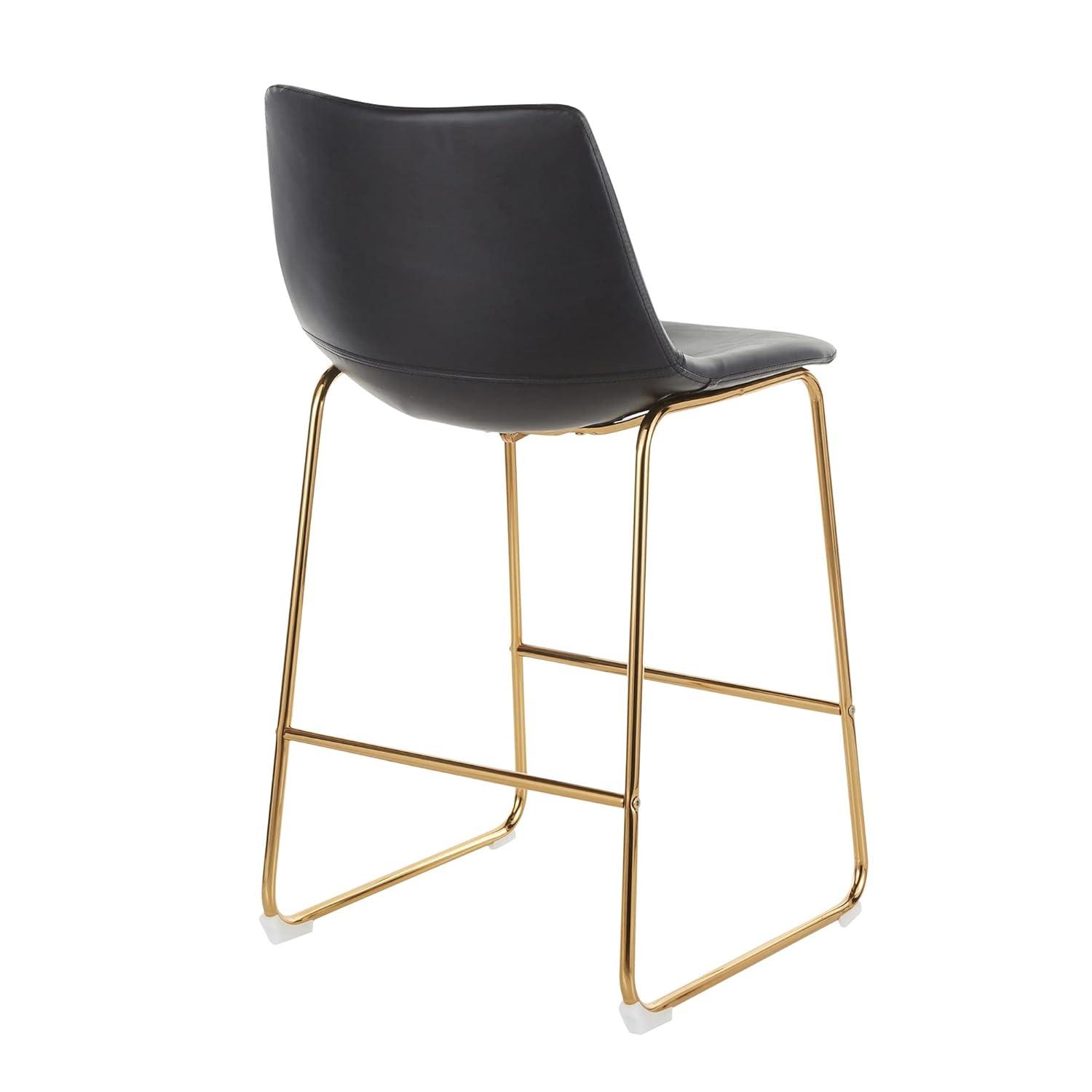 LumiSource Gold Metal, White PU Duke Counter Stool - Set of 2