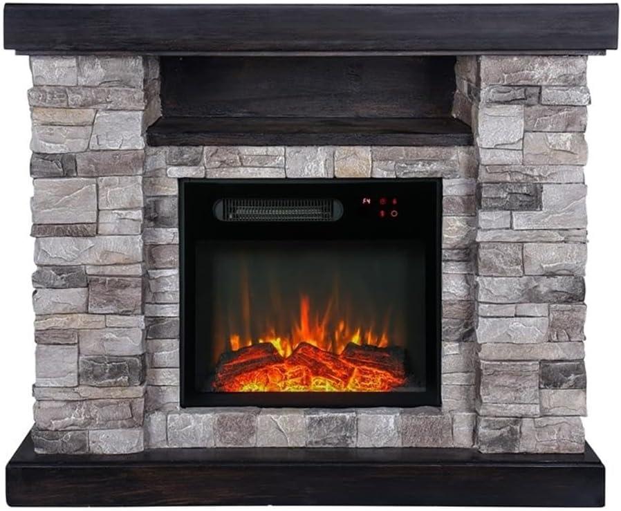 39" Freestanding Electric Fireplace Gray - Home Essentials