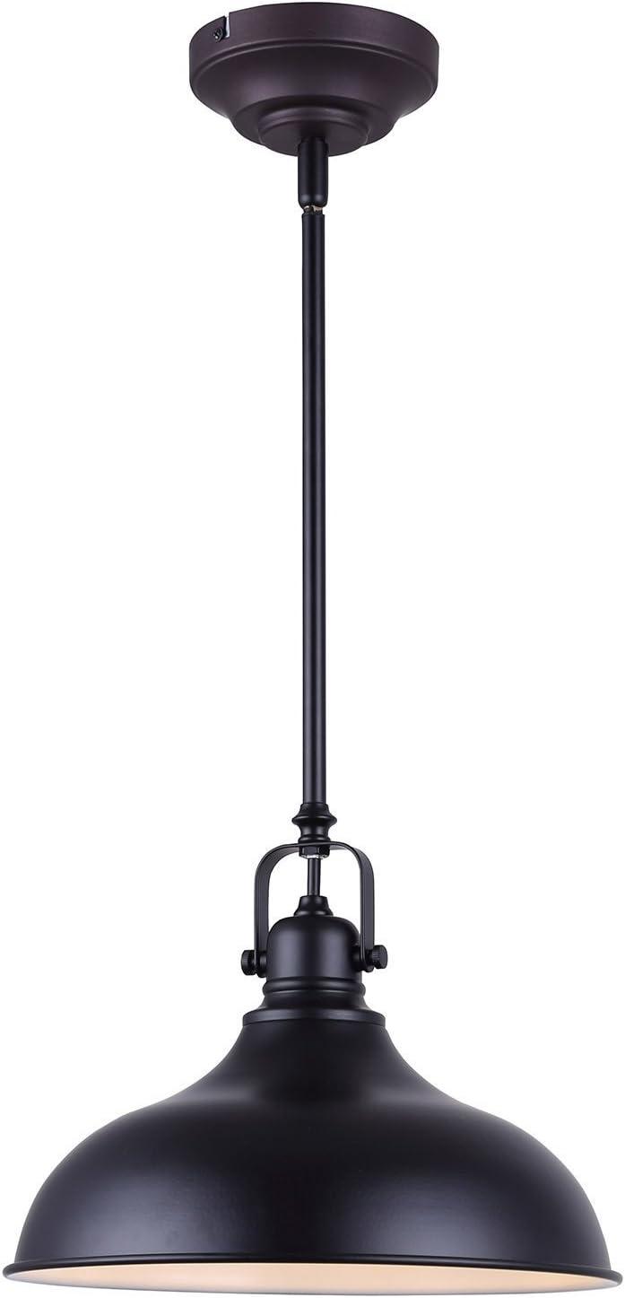 Sussex Adjustable Height Black LED Pendant Light with Metal Shade