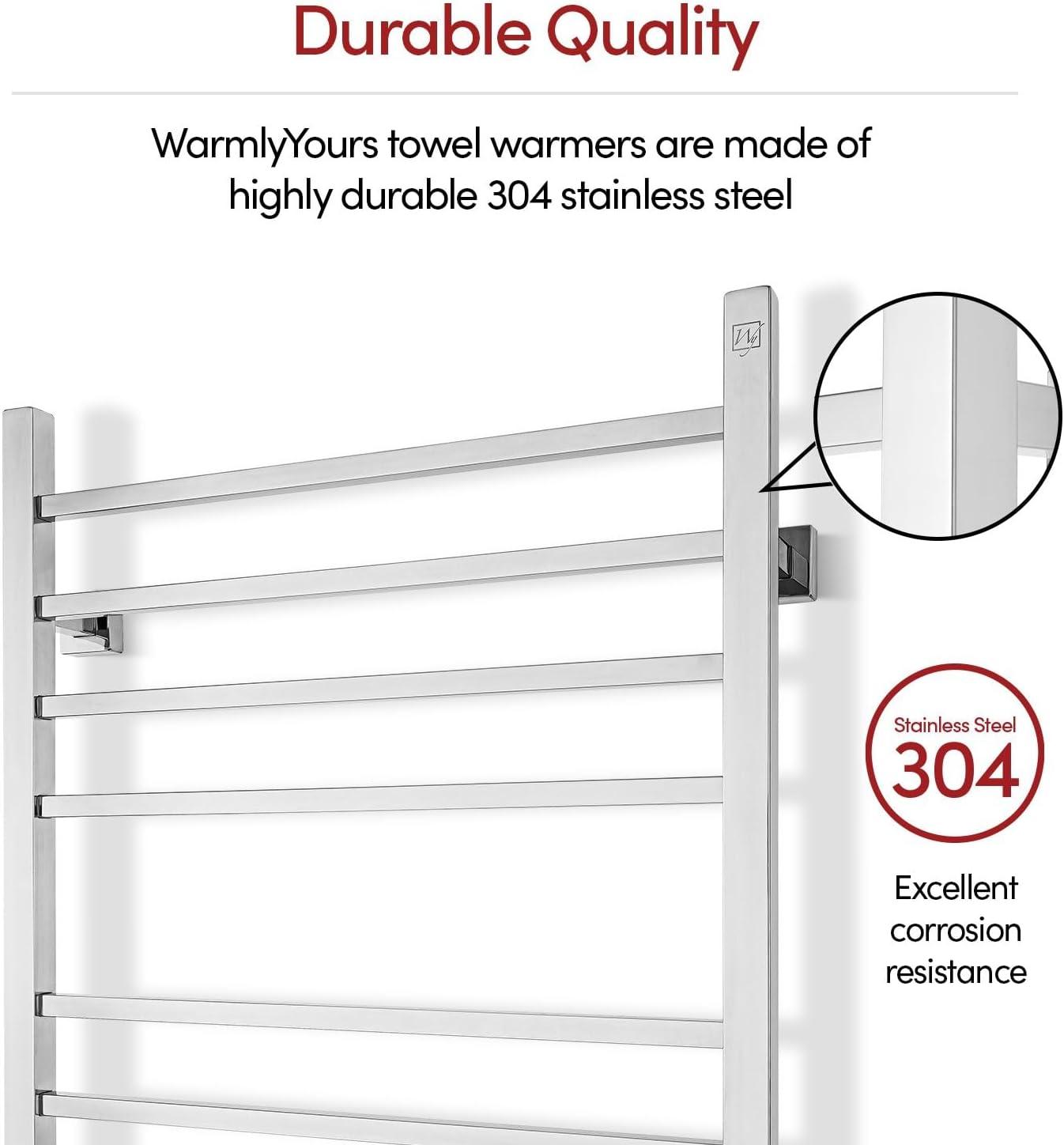 Sierra Electric Wall-mounted Towel Warmer, Polished, 8 Bars, Dual Connection