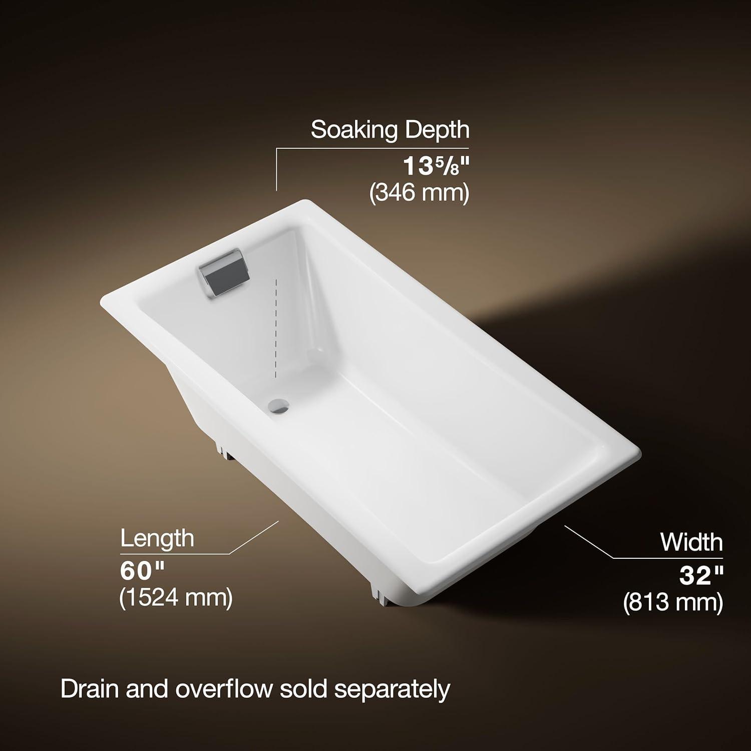 Tea-for-Two for Two 60" x 32" Drop-In Soaking Bathtub