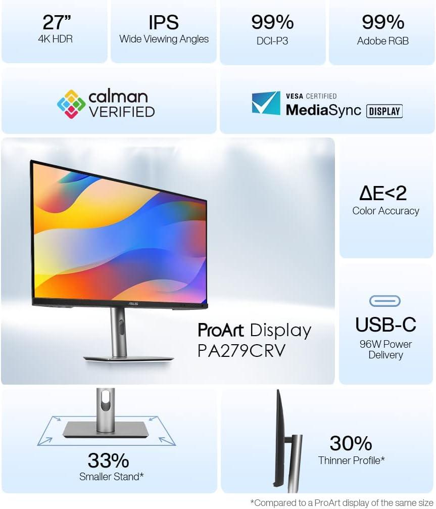 ASUS ProArt 27" 4K HDR IPS Monitor with USB-C