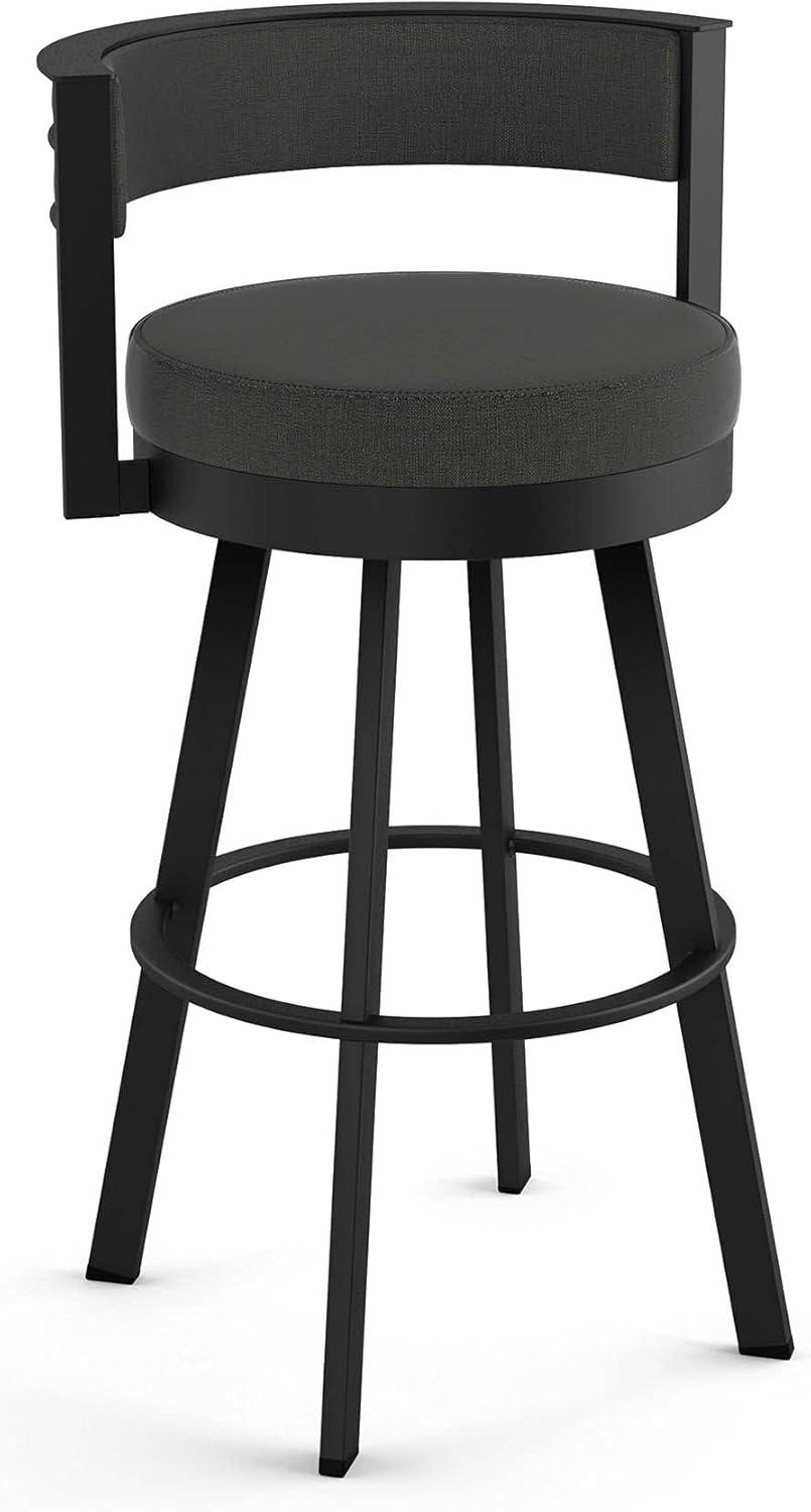 Amisco Browser Upholstered Counter Height Barstool Gray/Black: 10-Year Warranty, Steel Frame, Polyester