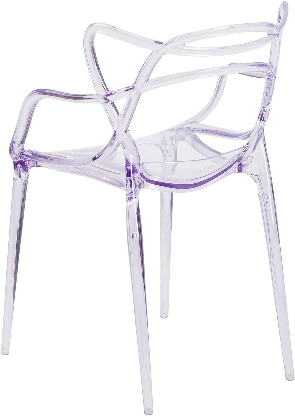 Clear Polycarbonate Stacking Side Chairs with Artistic Design, Set of 4