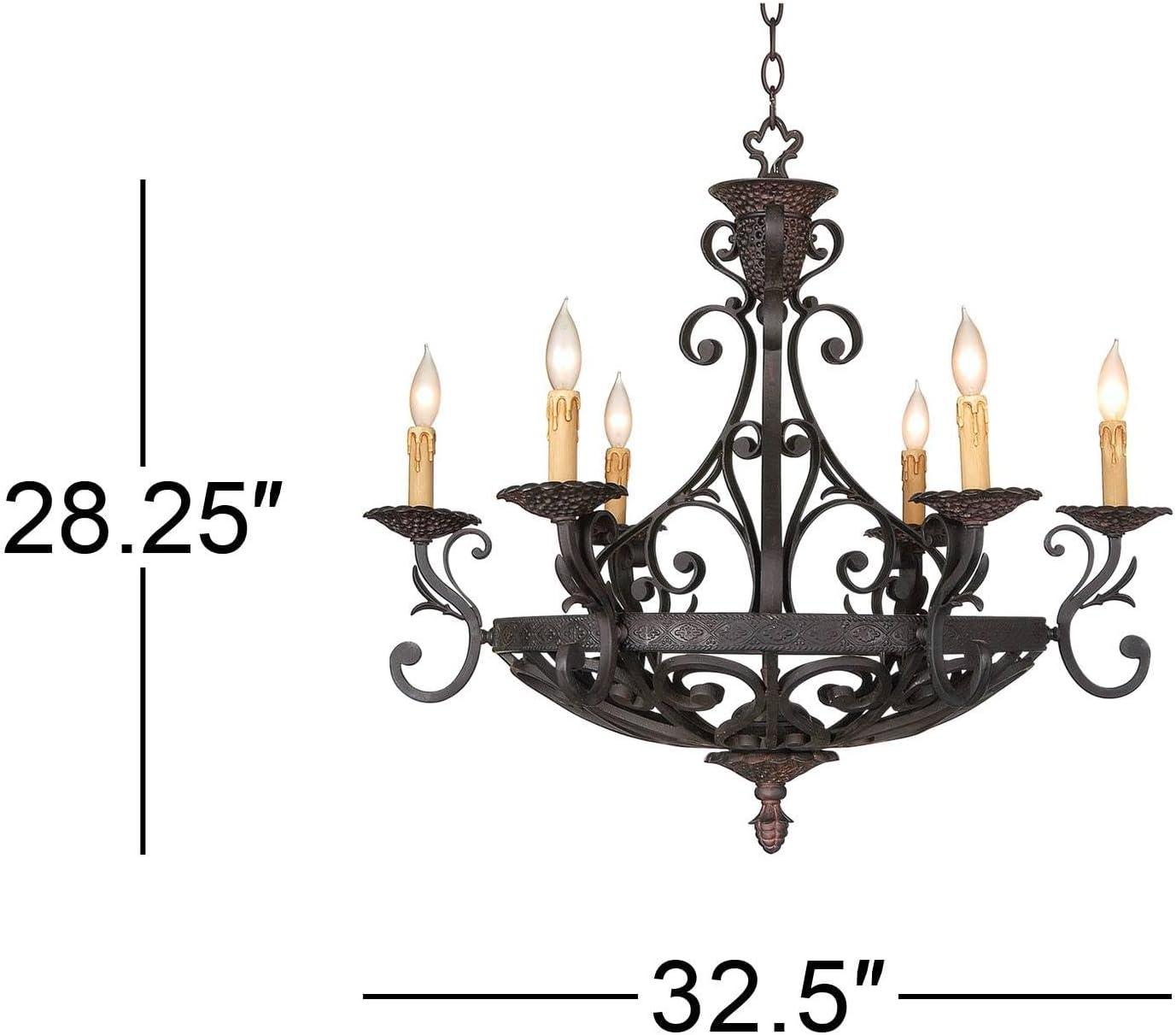 Kathy Ireland Dark Bronze Chandelier Lighting 32 1/2" Wide Industrial 6-Light Fixture for Dining Room House Foyer Kitchen Entryway