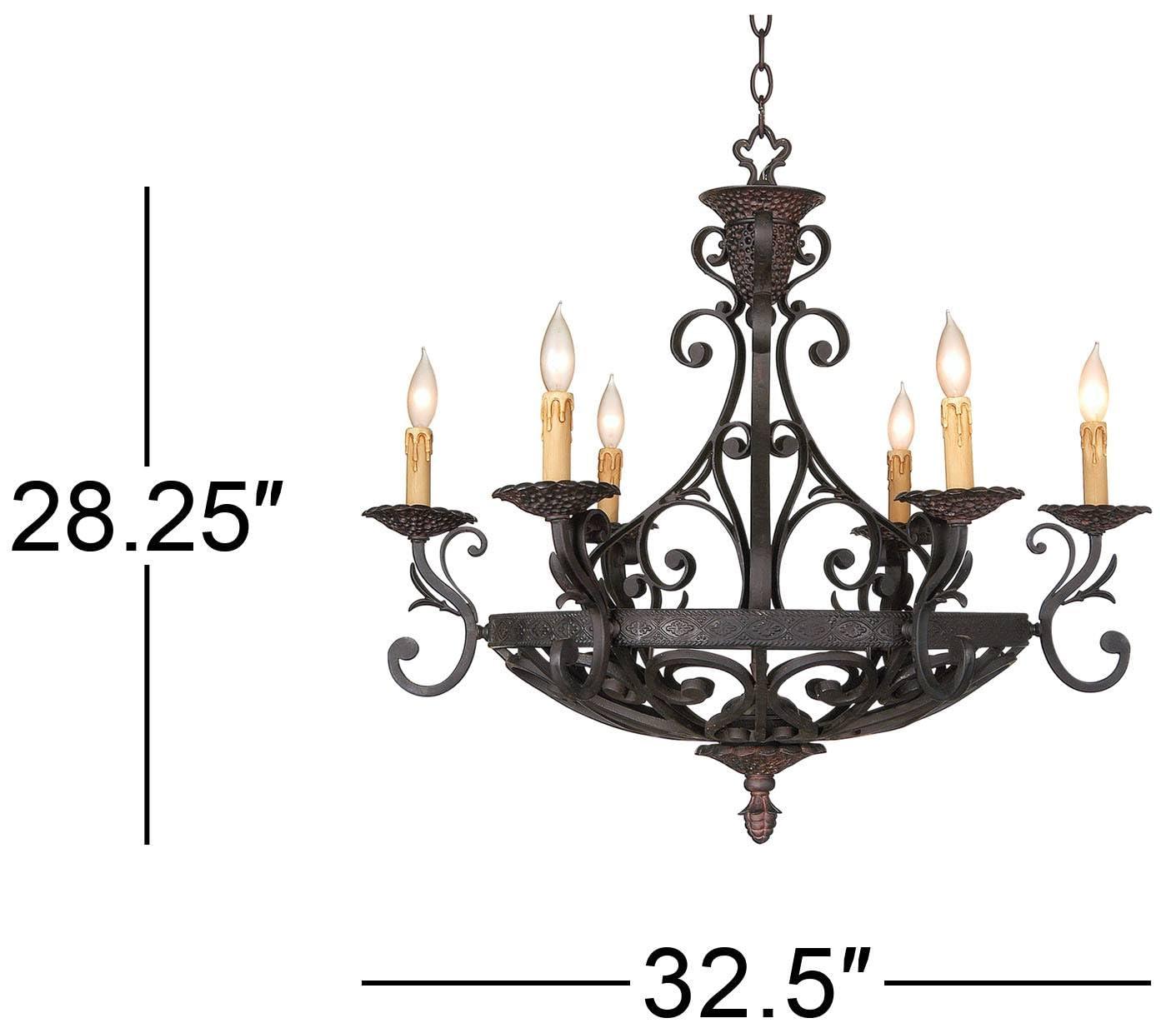 Kathy Ireland Dark Bronze Chandelier Lighting 32 1/2" Wide Industrial 6-Light Fixture for Dining Room House Foyer Kitchen Entryway