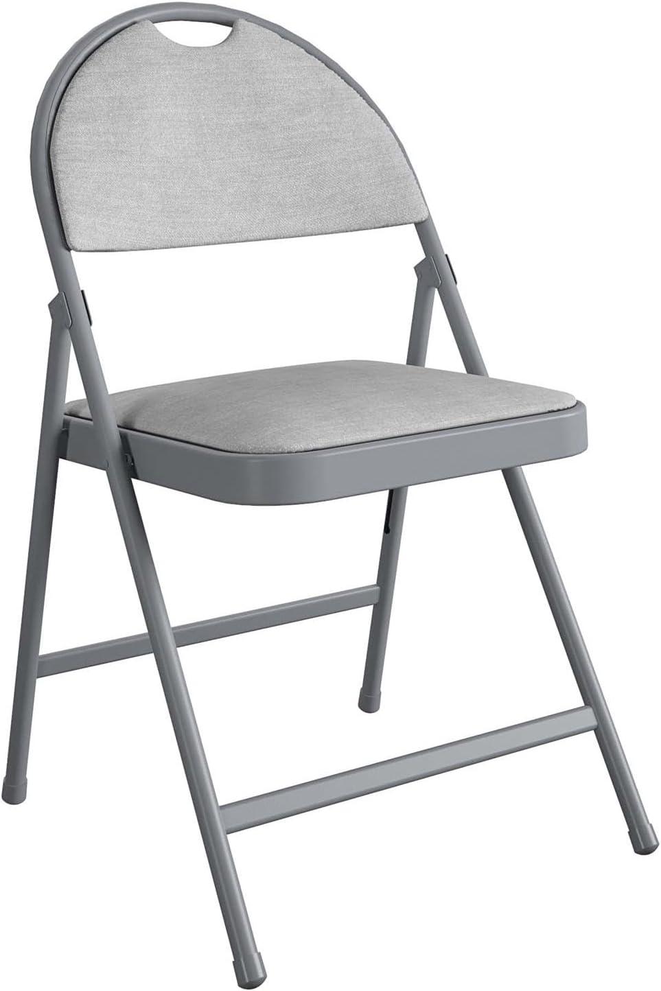 Gray Fabric and Metal Padded Folding Chair Set