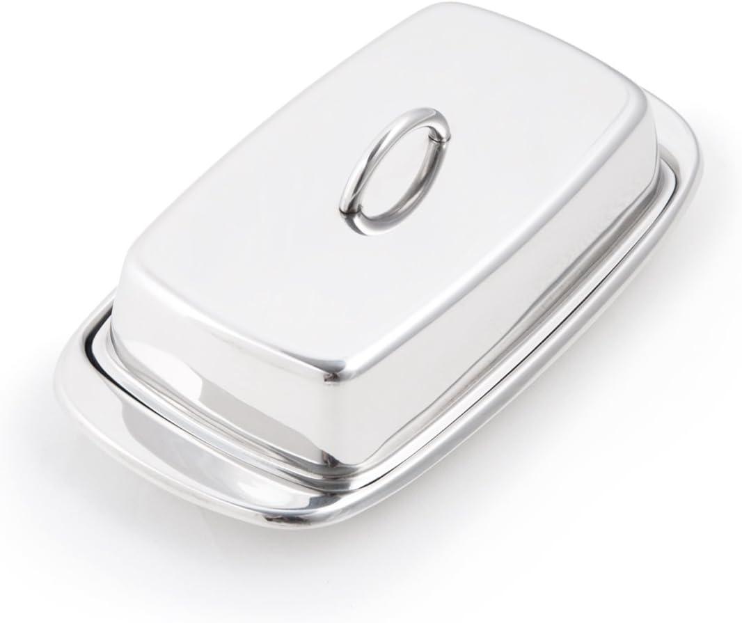 Fox Run 6510 Classic Stainless Steel Butter Dish, Kitchen Dining, 2.75"x7.5"x4"