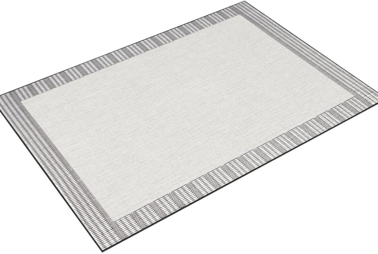 Nicole Miller New York Patio Country Landry Traditional Border Indoor/Outdoor Area Rug, Grey/Black, 5'2"x7'2"