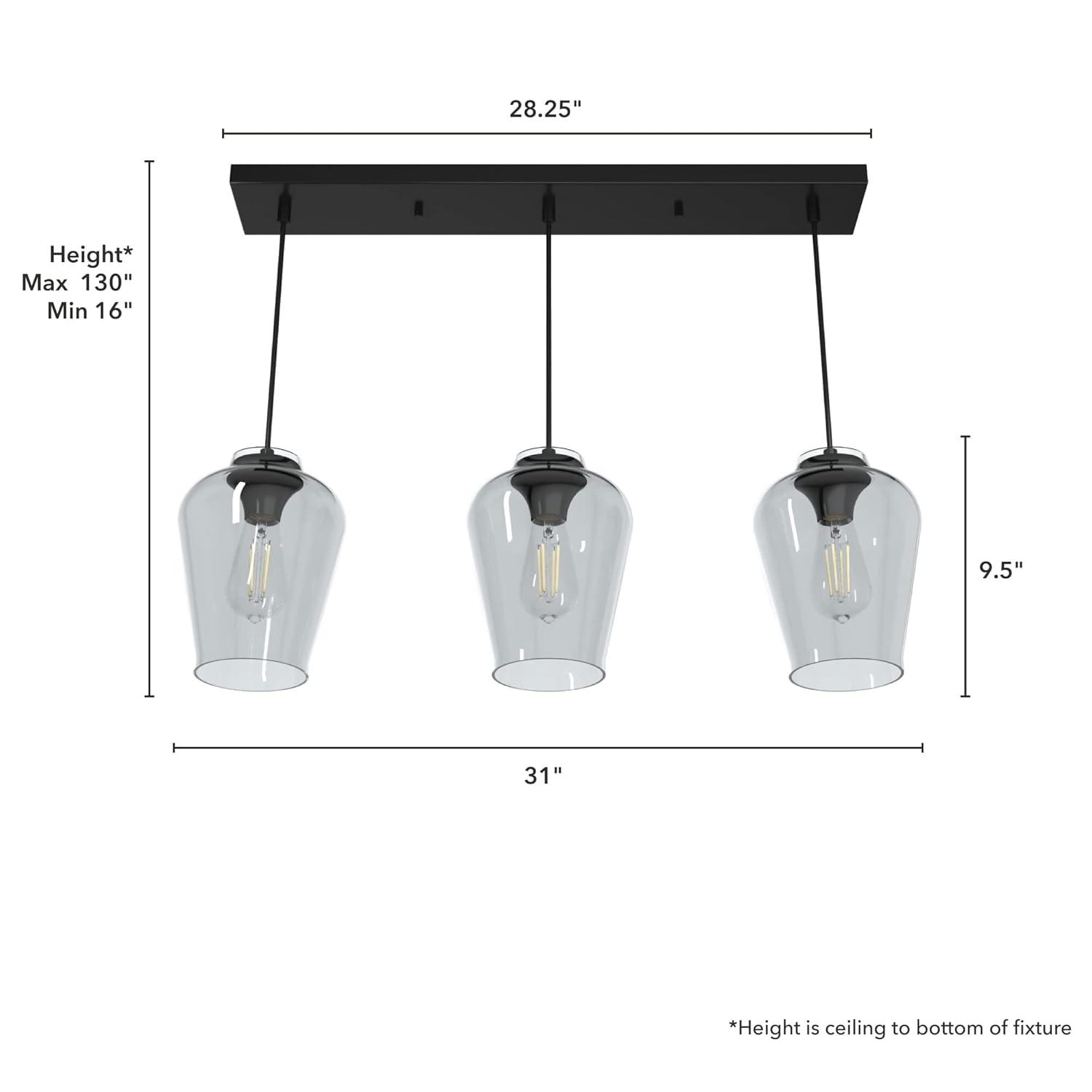 Hunter - Vidria 3-light Matte Black, Large Cluster Light, Dimmable, Formal Style, for Bedrooms, Kitchens, Dining, Living Rooms - 19726