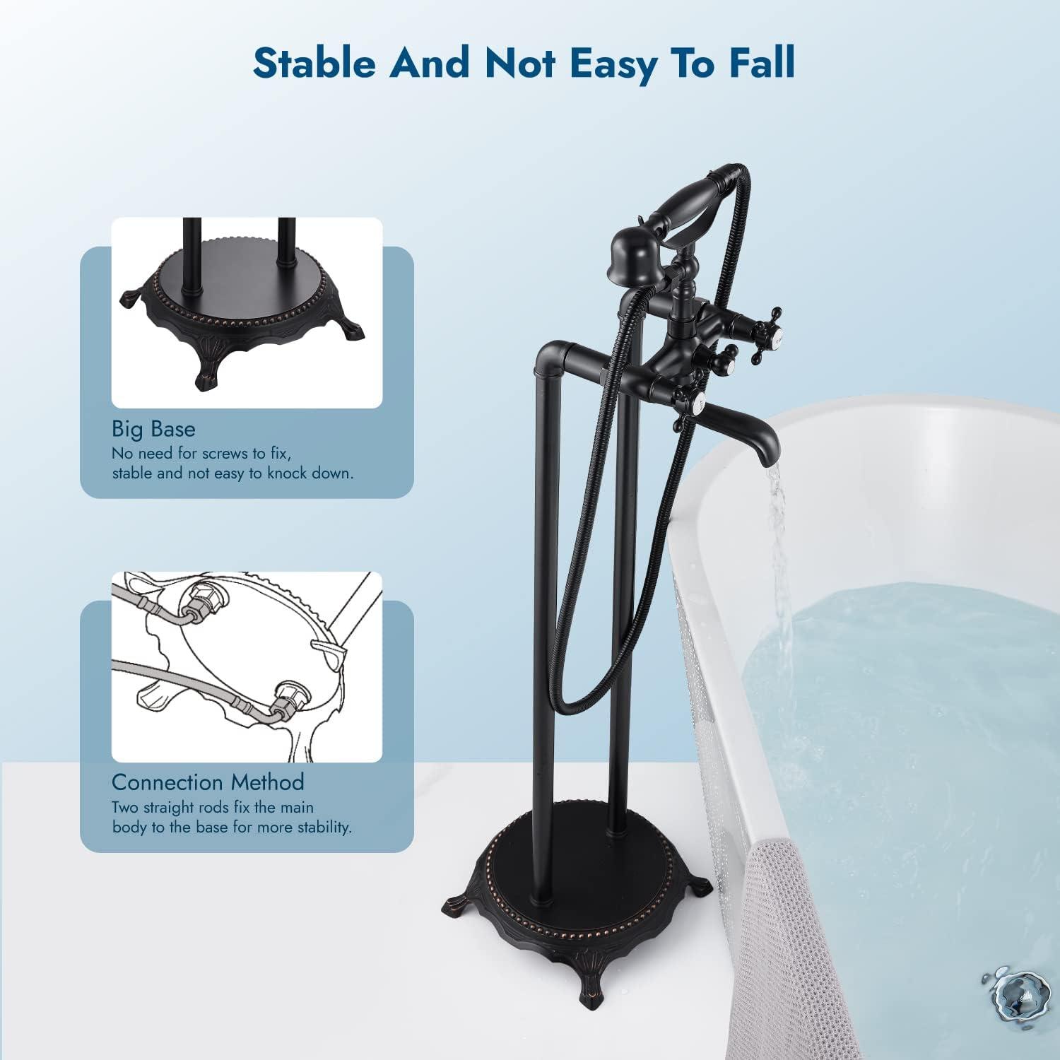 Oil Rubbed Bronze Freestanding Bathtub Faucet with Handheld Shower