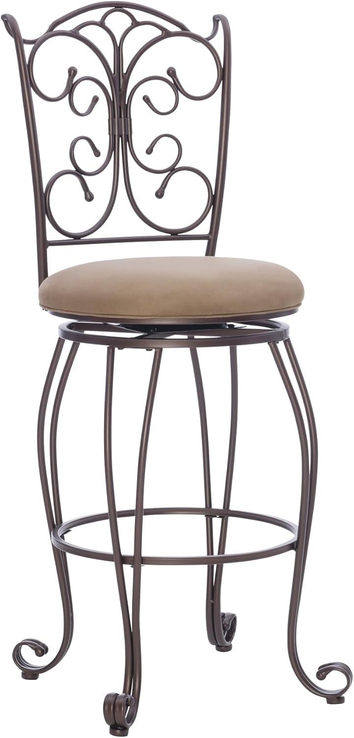 Light Brown Swivel Bar Stool with Metal Frame