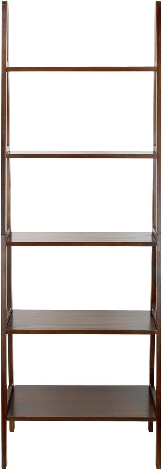 Warm Brown 5-Shelf Wooden Ladder Bookcase