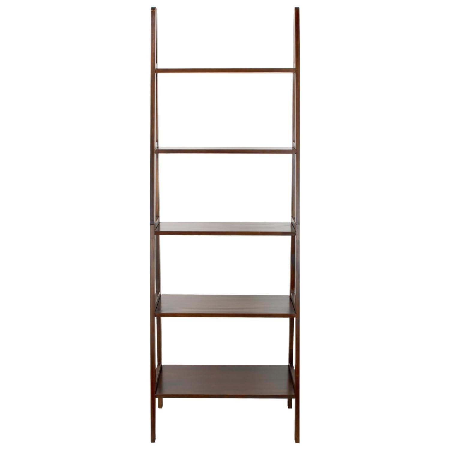 HomeStock City Chic Shelf Bookcase Spacious Shelves for Ample Storage and a Contemporary Appearance, Perfect for Home Decor-Color:Warm Brown,Size:5 Tier Ladder