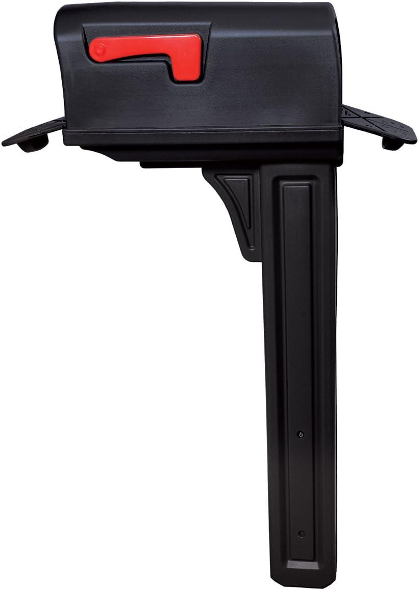 Classic Black Plastic Double Door Post Mount Mailbox